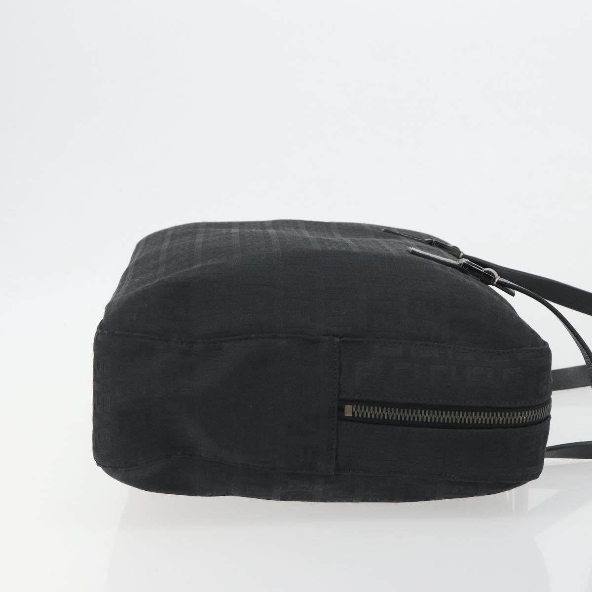 FENDI Zucchino Canvas Hand Bag Black Silver 8BH031 Auth ki6737
