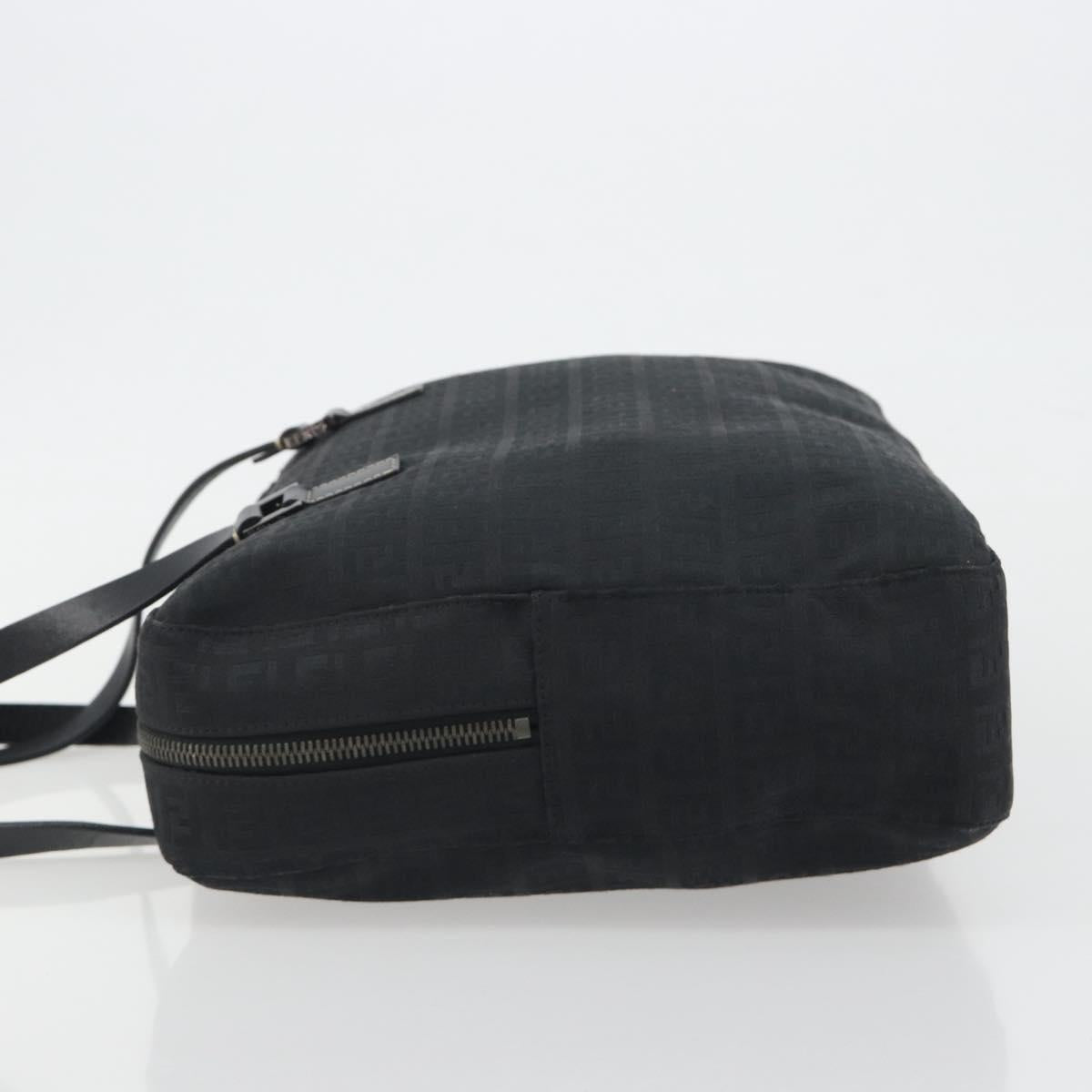 FENDI Zucchino Canvas Hand Bag Black Silver 8BH031 Auth ki6737