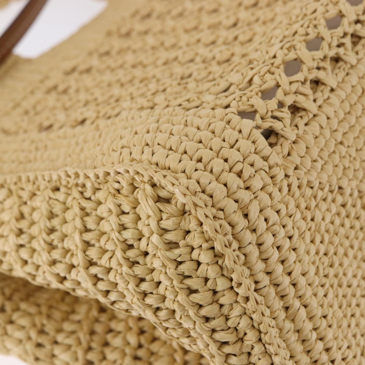 Miu Miu Woven Tote Bag Raffia 2way Beige Gold Tone Auth ki6738M