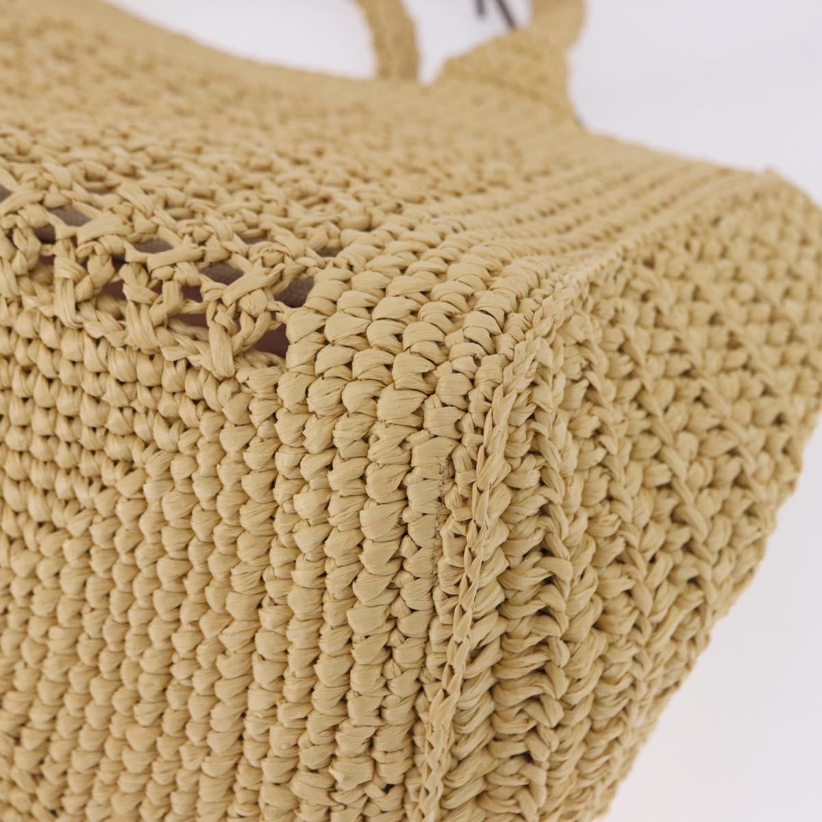 Miu Miu Woven Tote Bag Raffia 2way Beige Gold Tone Auth ki6738M