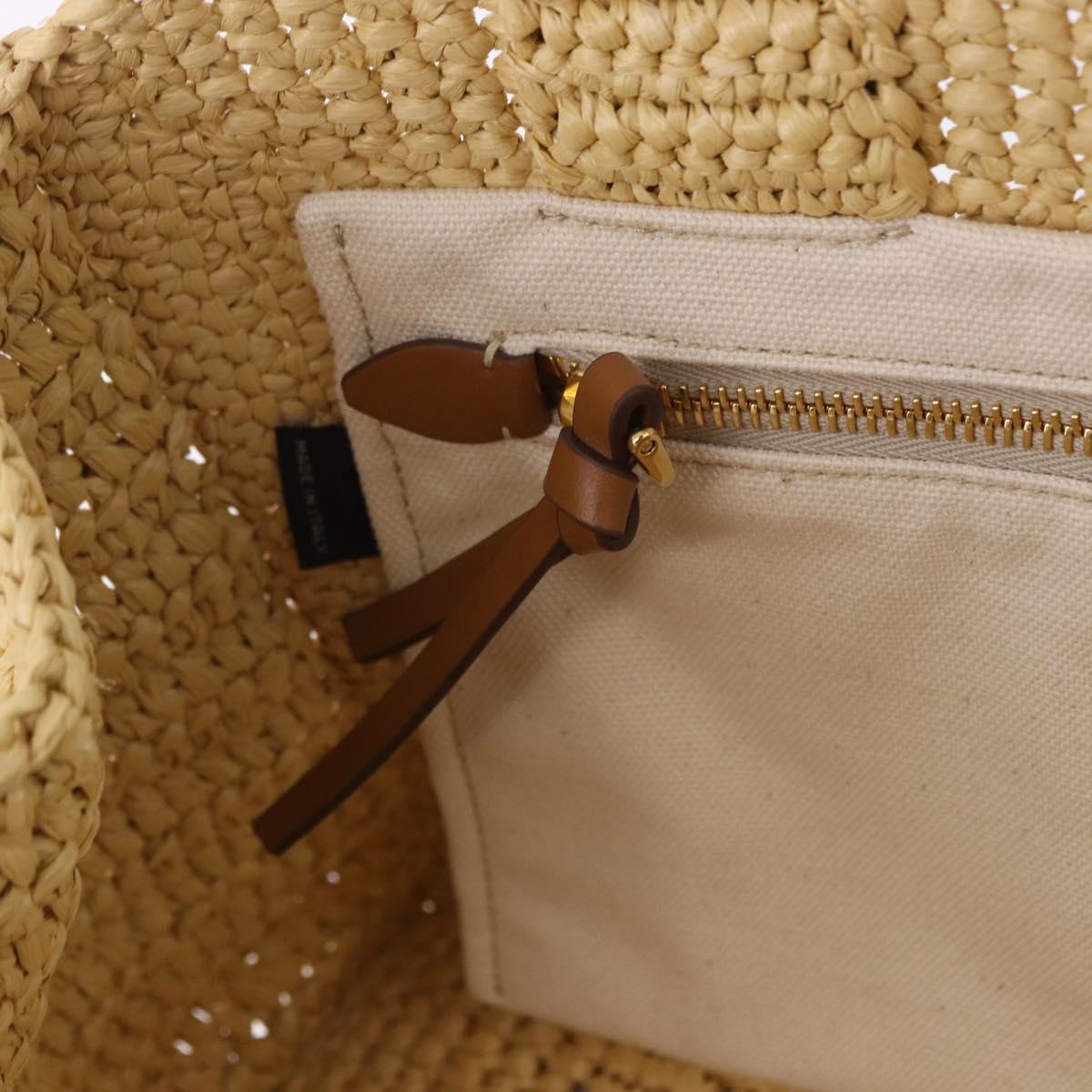 Miu Miu Woven Tote Bag Raffia 2way Beige Gold Tone Auth ki6738M