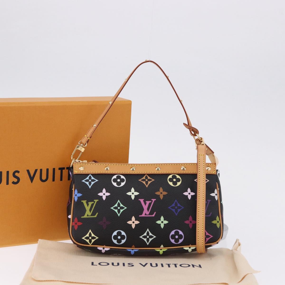 LOUIS VUITTON Monogram Multicolor Pochette Accessoires Black M92648 Auth ki6740M