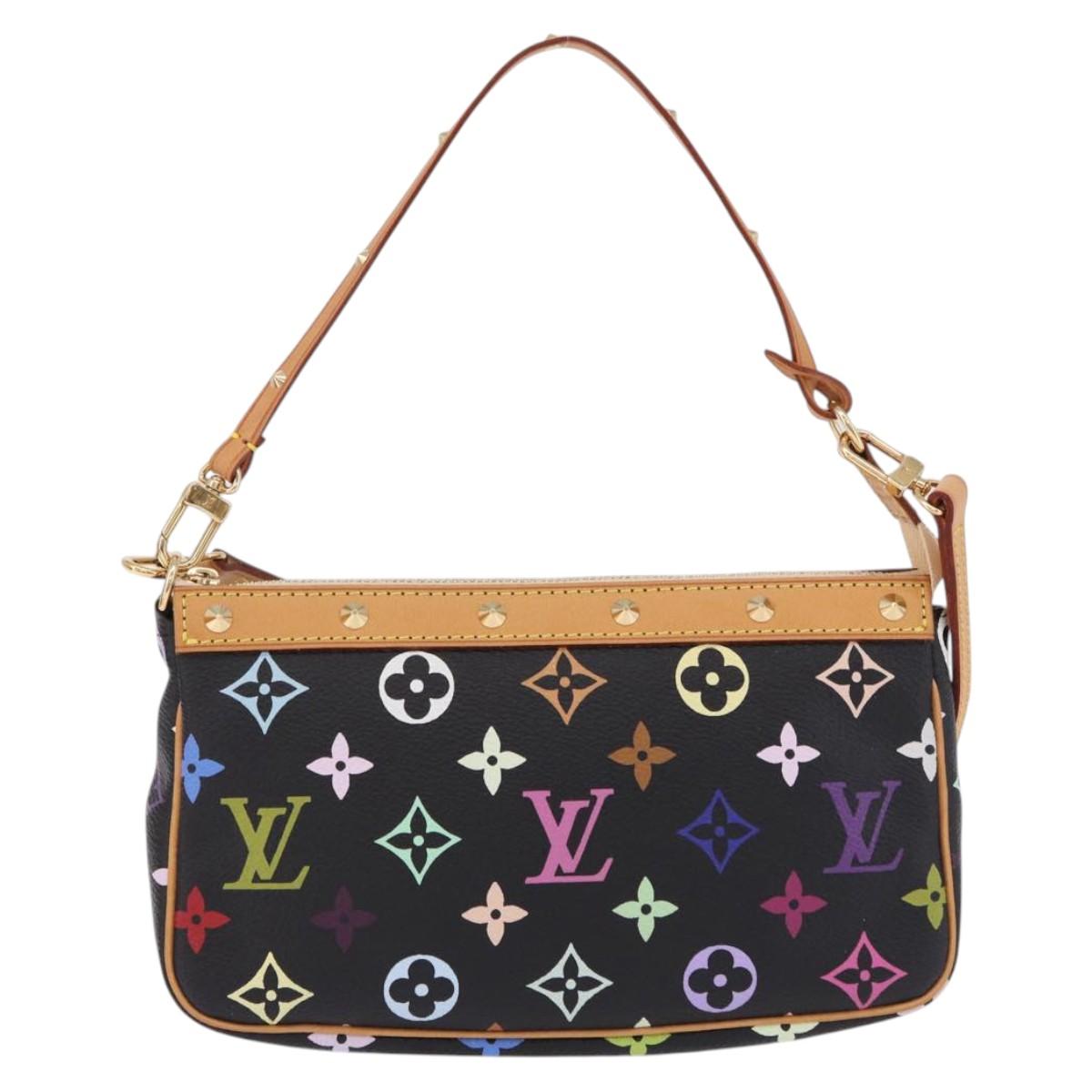 LOUIS VUITTON Monogram Multicolor Pochette Accessoires Black M92648 Auth ki6740M