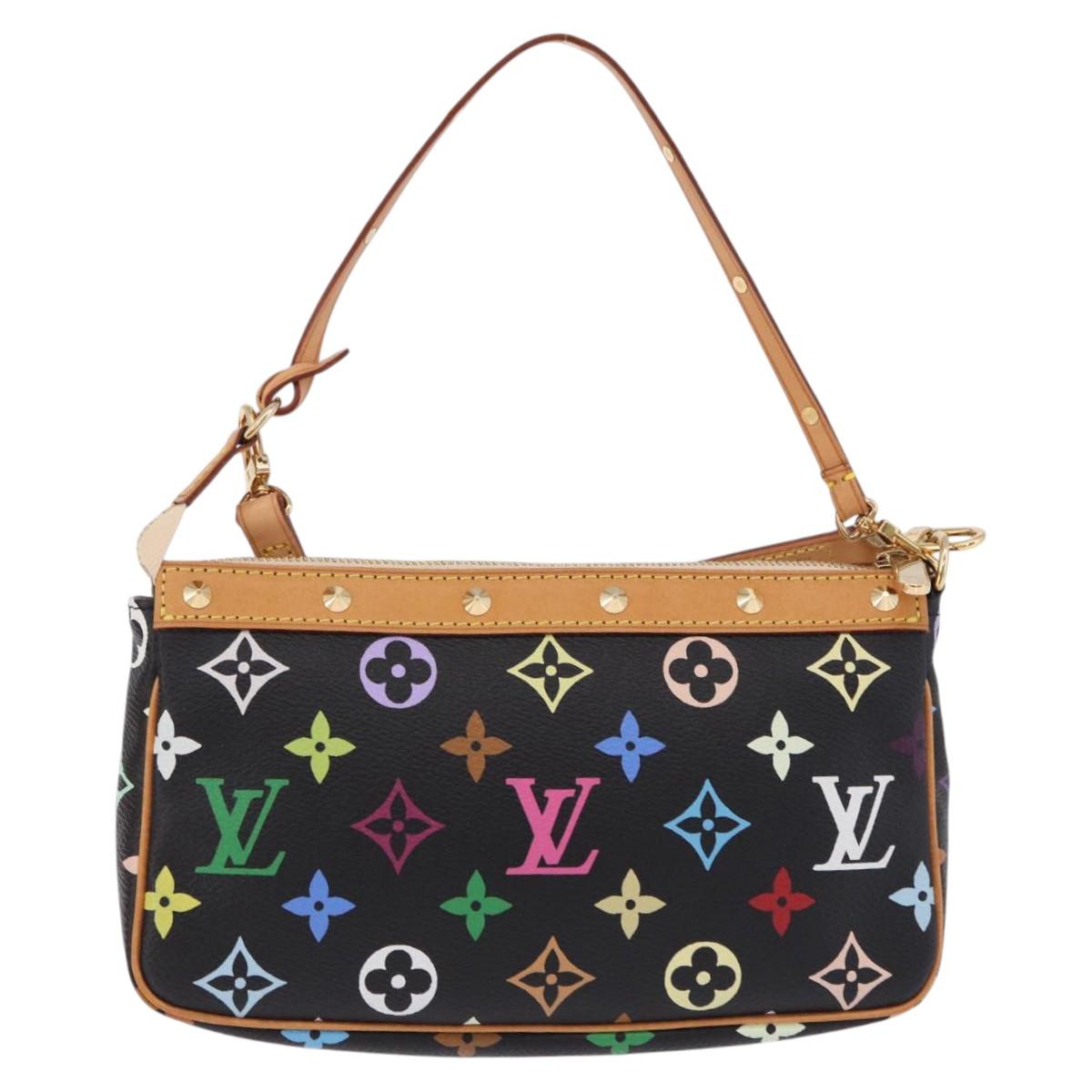 LOUIS VUITTON Monogram Multicolor Pochette Accessoires Black M92648 Auth ki6740M