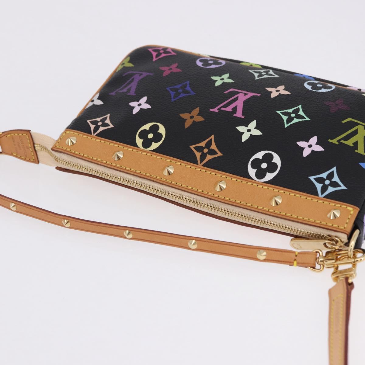 LOUIS VUITTON Monogram Multicolor Pochette Accessoires Black M92648 Auth ki6740M
