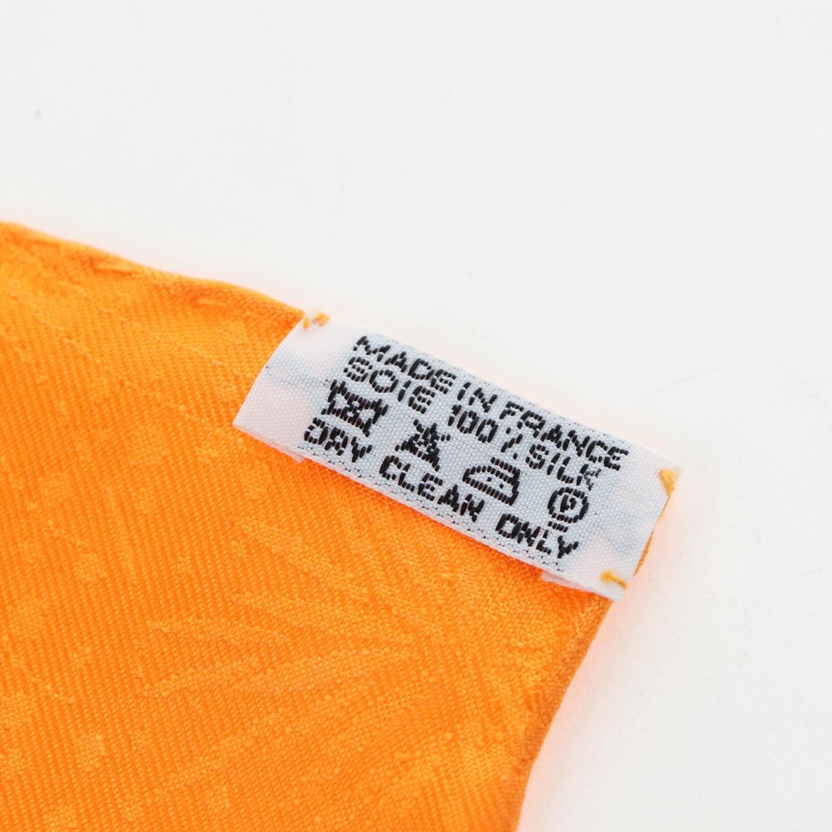 HERMES Carre 90 Scarf Silk ""LUNA ARK"" Orange White Auth ki6742M