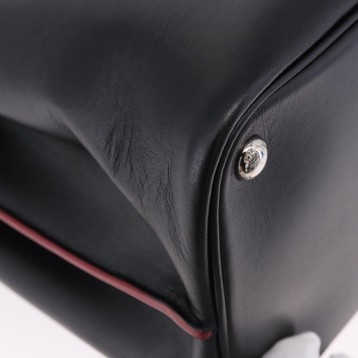 PRADA Hand Bag Leather 2way Black Silver Auth ki6745M