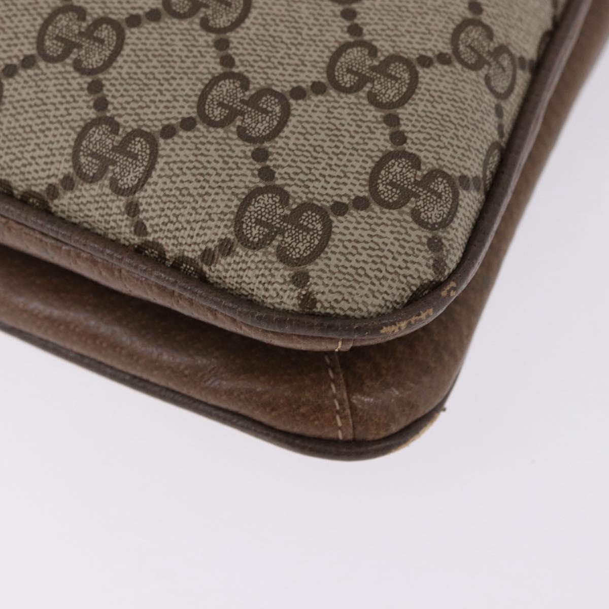 GUCCI GG Supreme Shoulder Bag PVC Beige Gold Auth ki6747