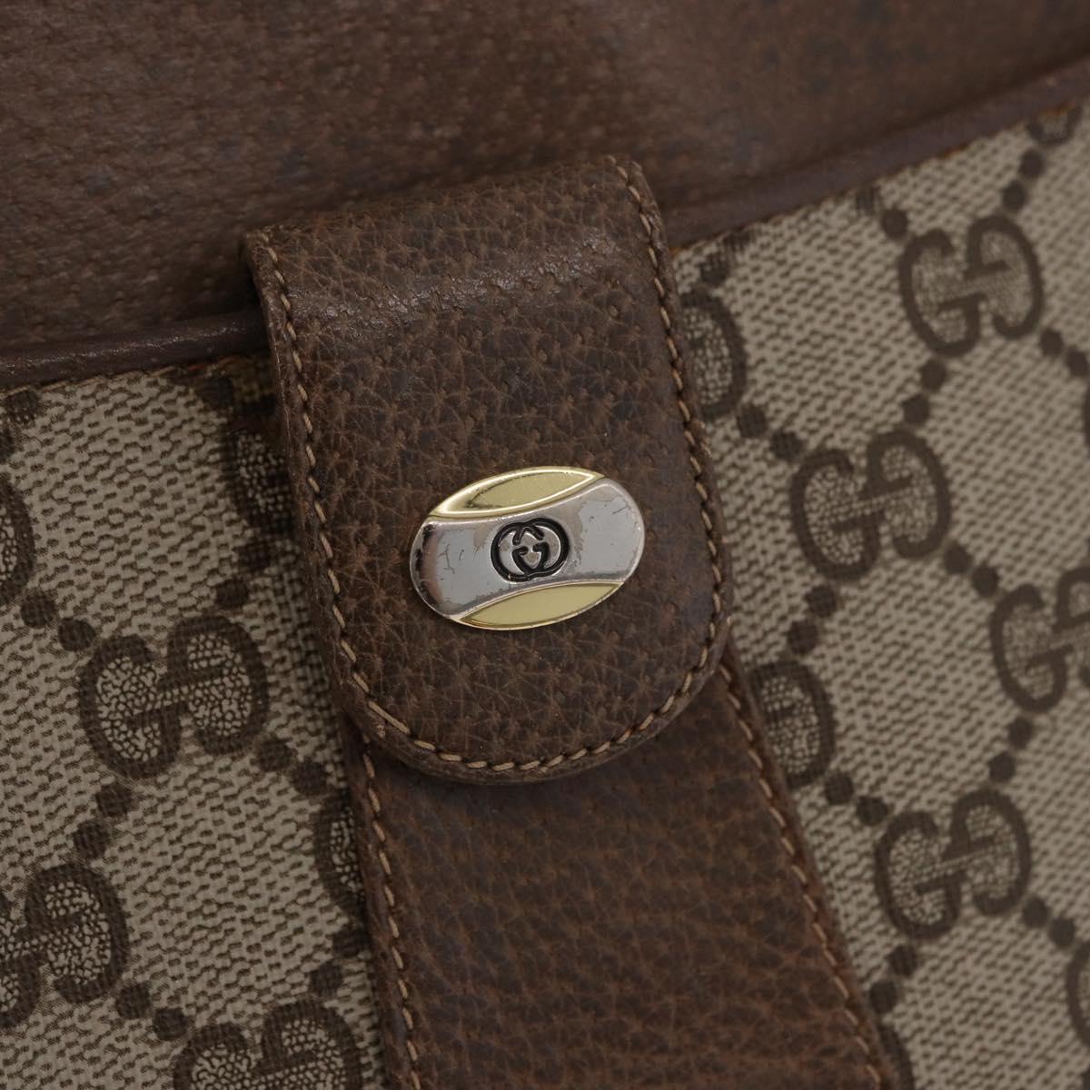GUCCI GG Supreme Shoulder Bag PVC Beige Gold Auth ki6747