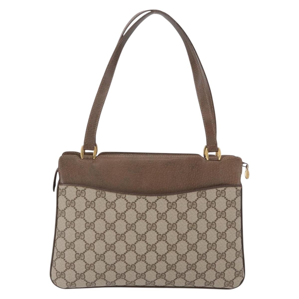 GUCCI GG Supreme Shoulder Bag PVC Beige Gold Auth ki6747