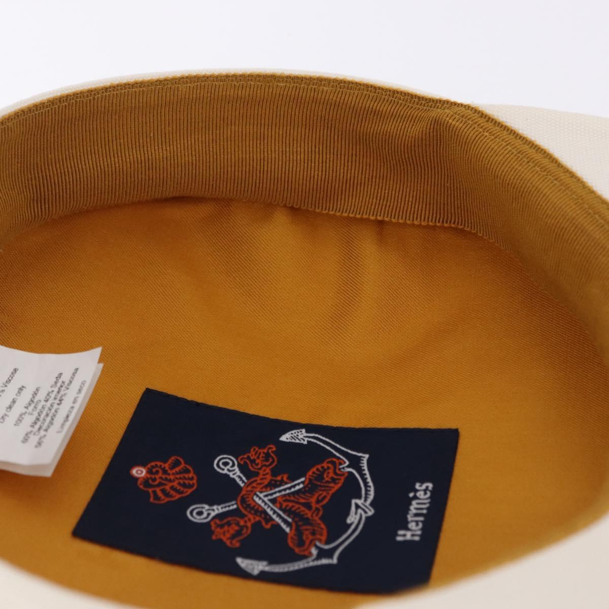 HERMES Casquette Hat Canvas White Auth ki6748M