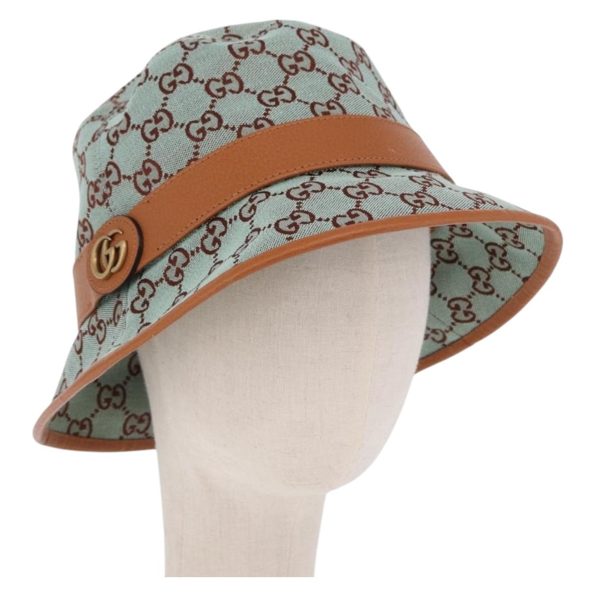 GUCCI GG Canvas Bucket Hat M Beige Gold Auth ki6749M