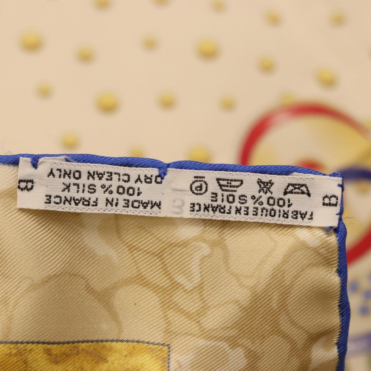 HERMES Carre 90 Scarf ”CARPE DIEM” Silk Blue Auth ki6753