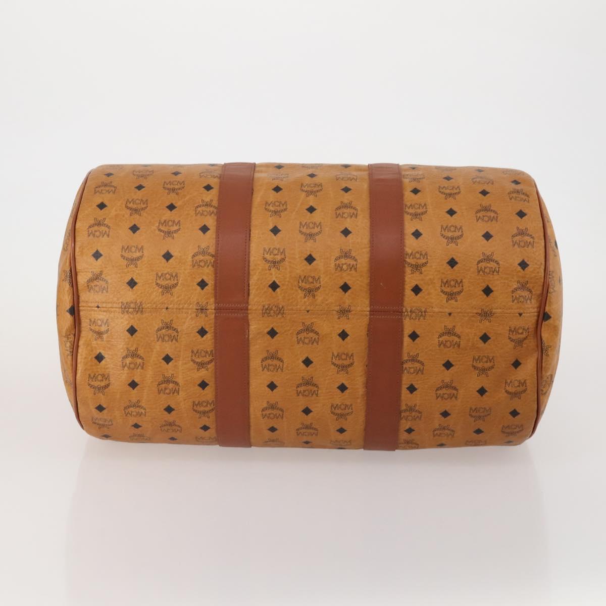 MCM Logogram Vicetos Boston Bag PVC Leather 2way Brown Gold Auth ki6754