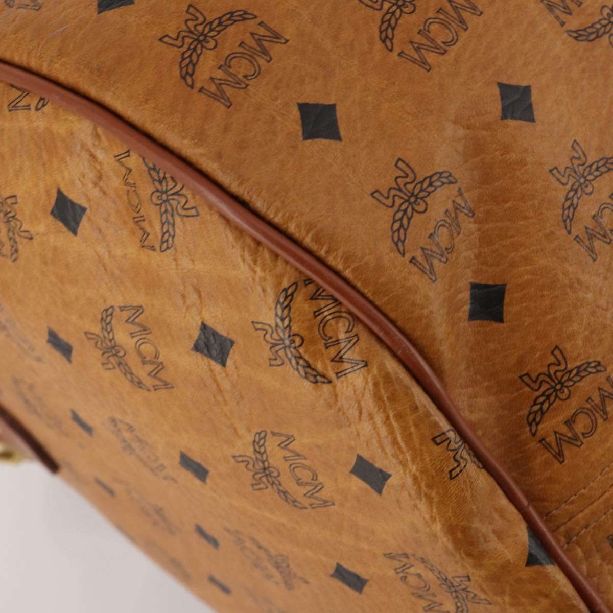 MCM Logogram Vicetos Boston Bag PVC Leather 2way Brown Gold Auth ki6754