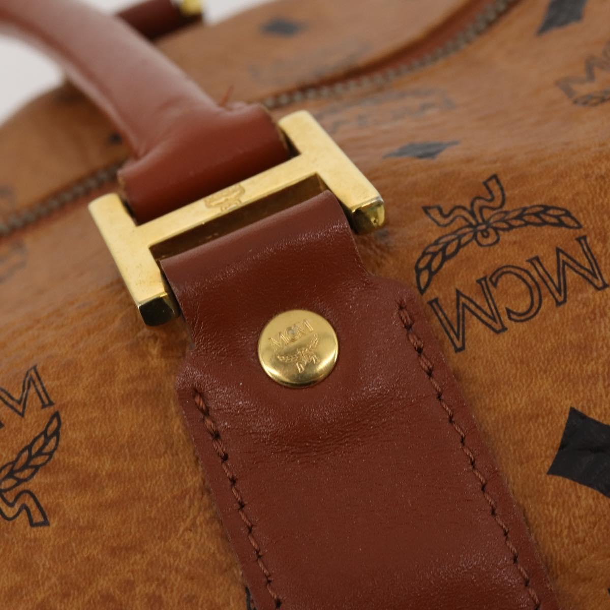MCM Logogram Vicetos Boston Bag PVC Leather 2way Brown Gold Auth ki6754