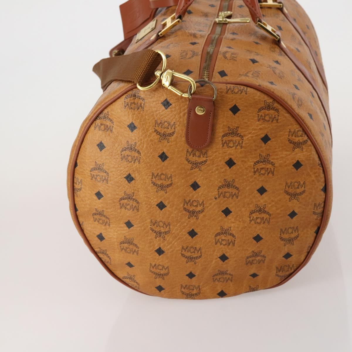 MCM Logogram Vicetos Boston Bag PVC Leather 2way Brown Gold Auth ki6754