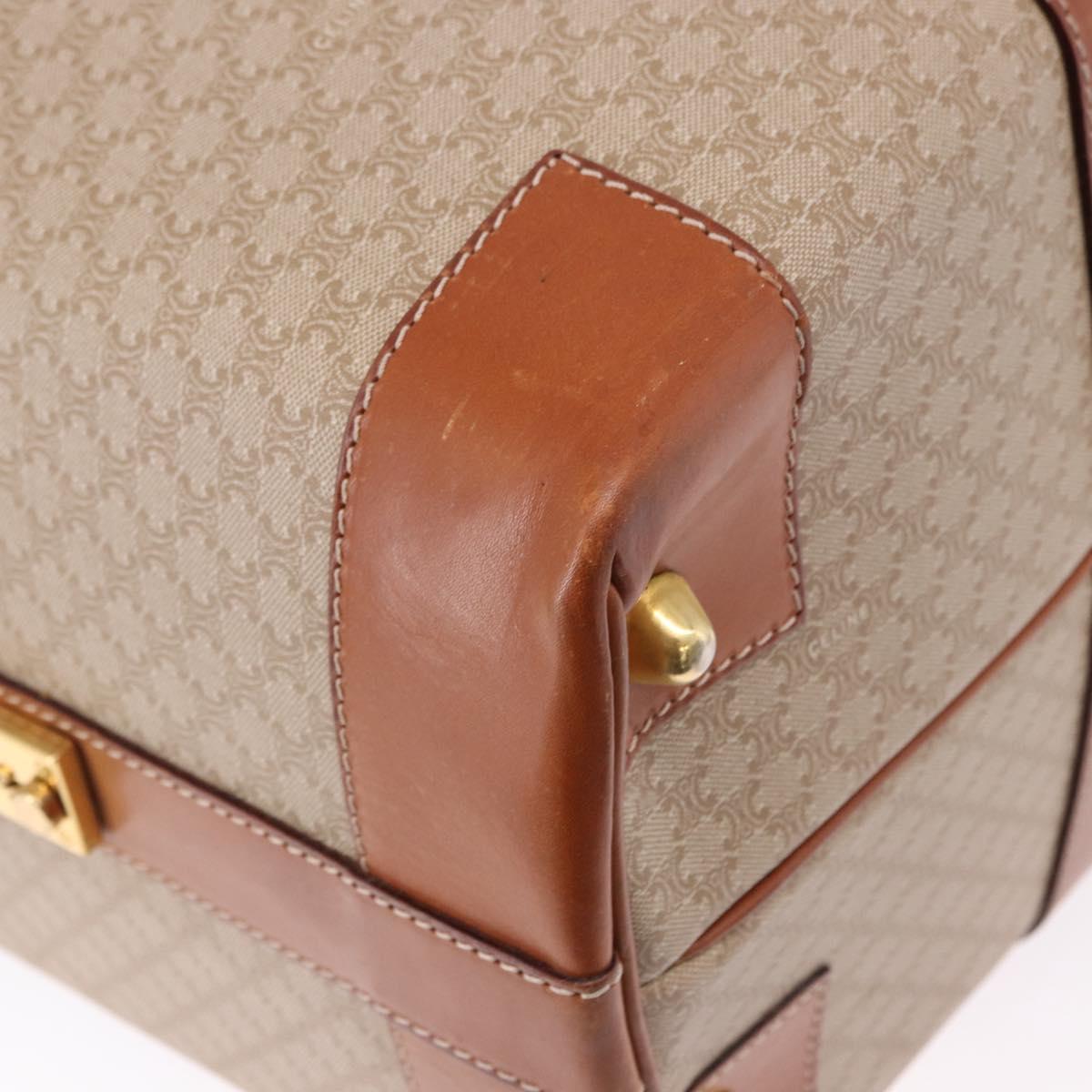 CELINE Macadam Canvas Boston Bag PVC Beige Gold Auth ki6755A