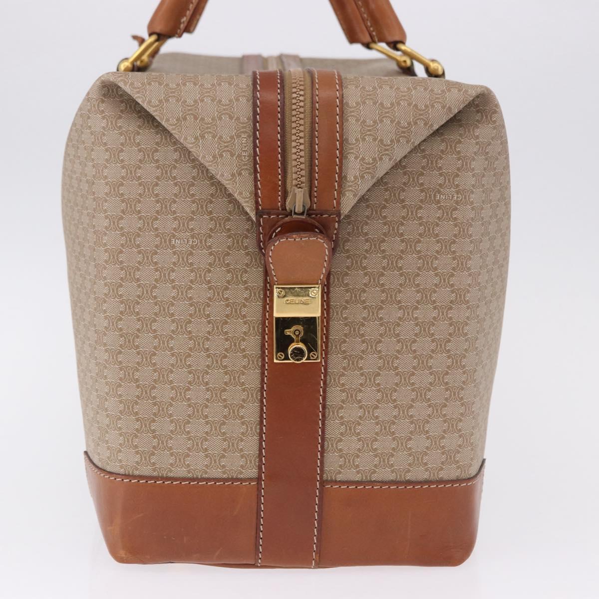 CELINE Macadam Canvas Boston Bag PVC Beige Gold Auth ki6755A