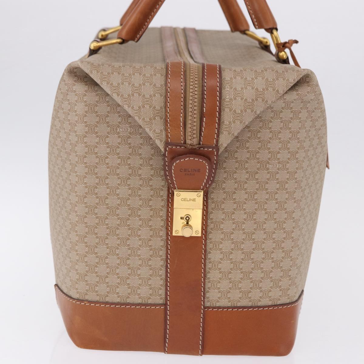 CELINE Macadam Canvas Boston Bag PVC Beige Gold Auth ki6755A