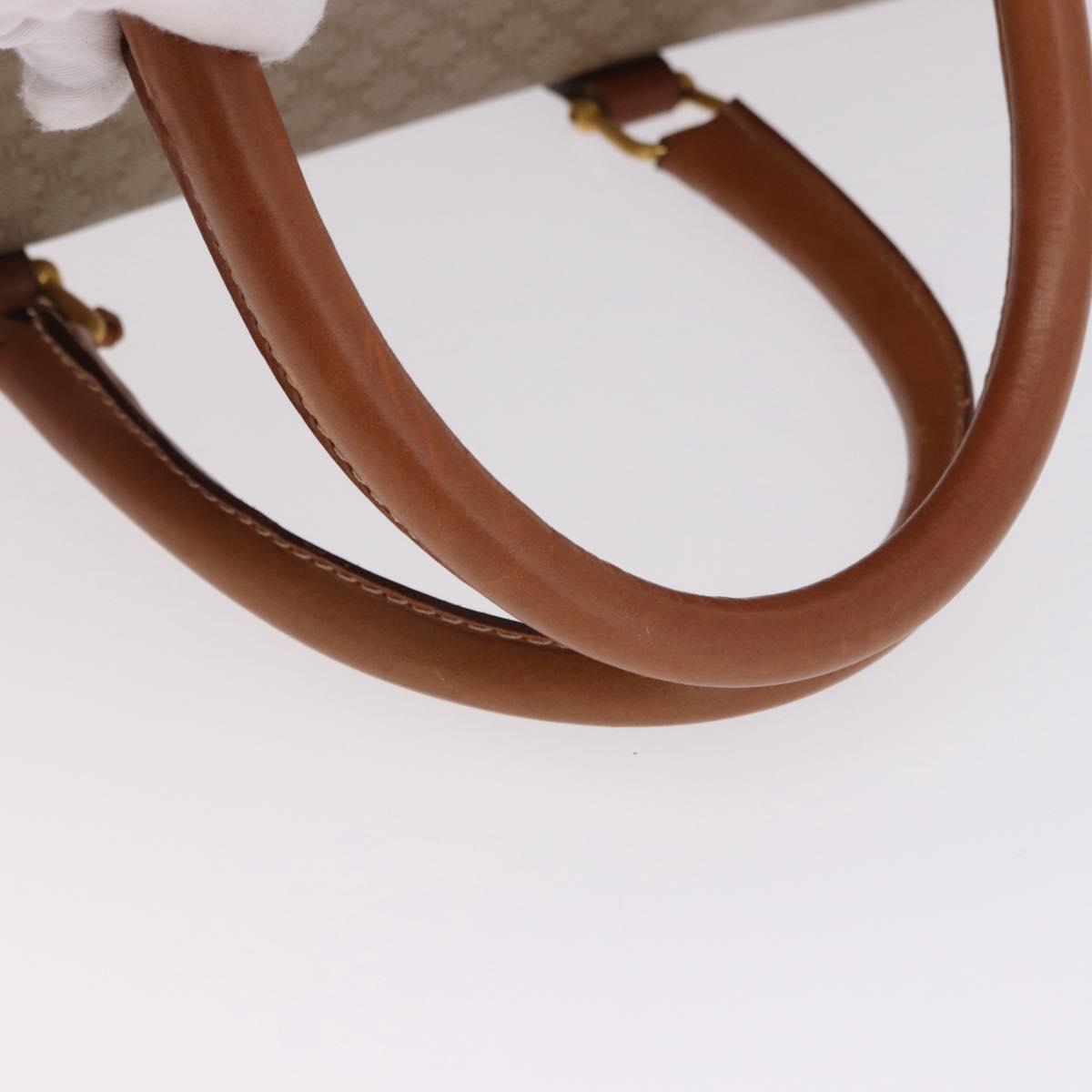 CELINE Macadam Canvas Boston Bag PVC Beige Gold Auth ki6755A