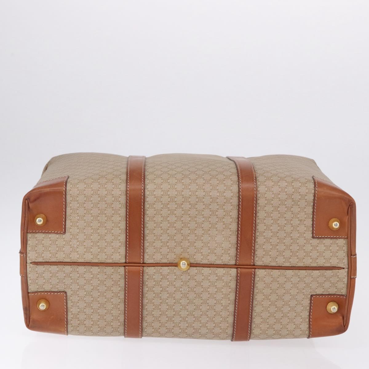 CELINE Macadam Canvas Boston Bag PVC Beige Gold Auth ki6755A