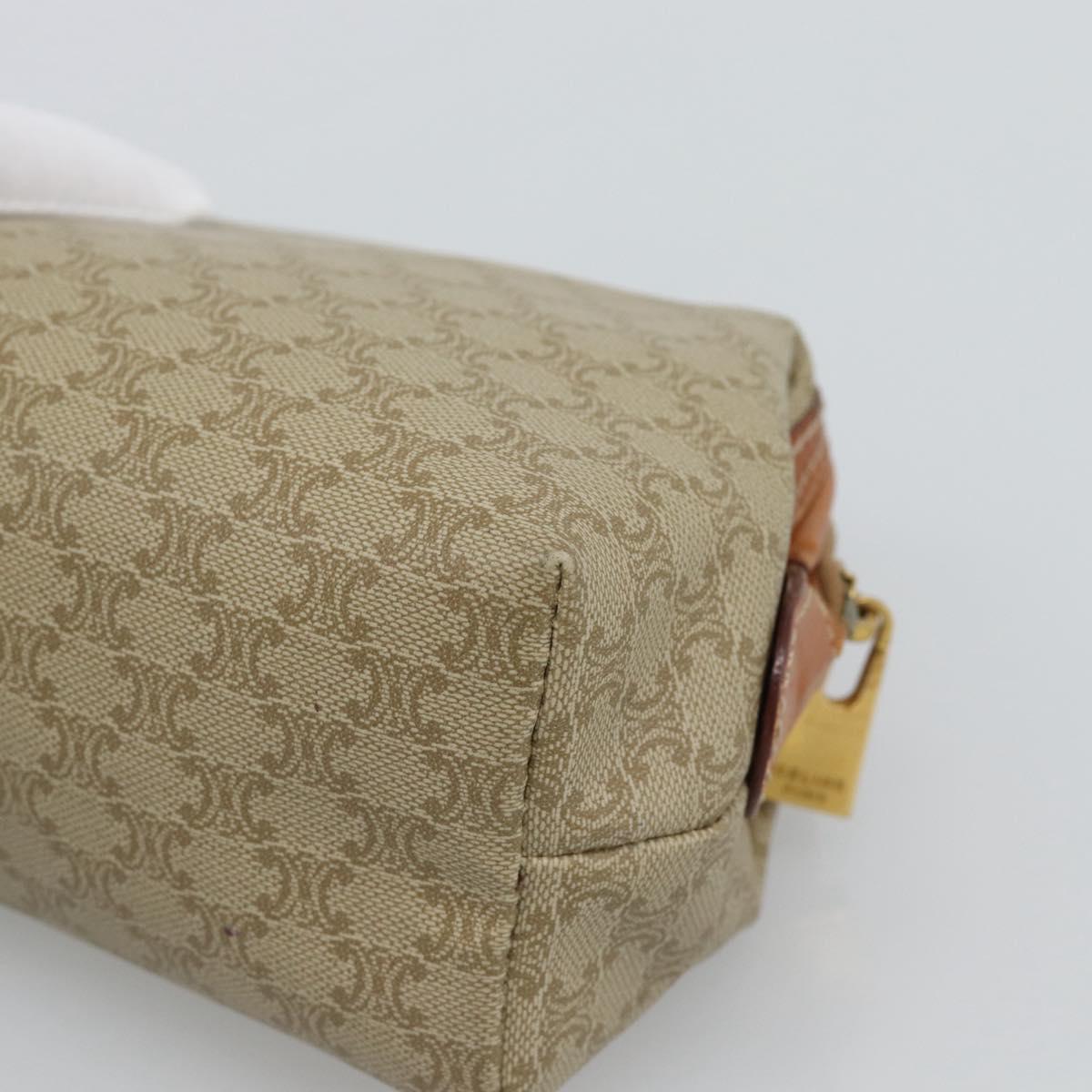 CELINE Macadam Canvas Pouch PVC Beige Gold Auth ki6758