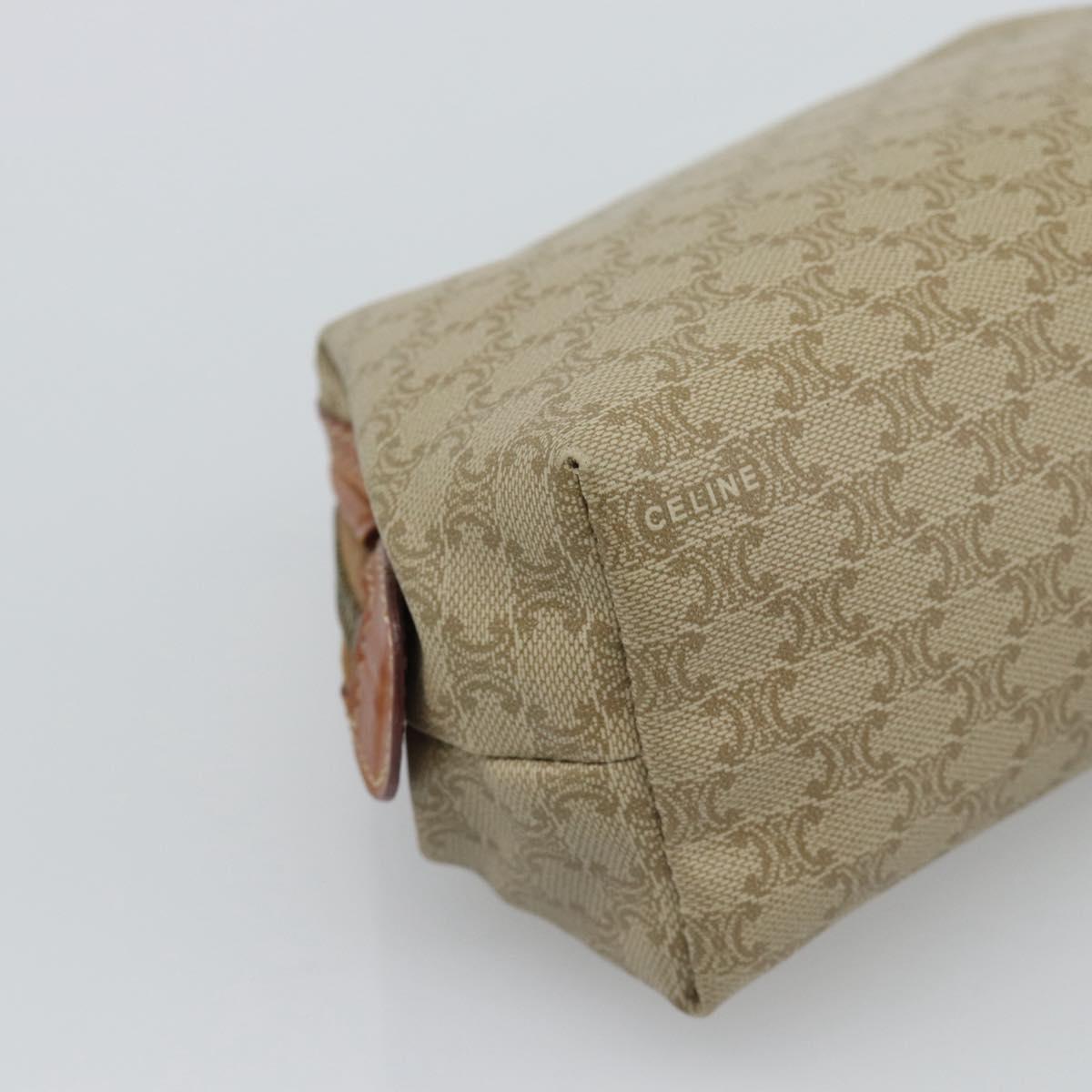 CELINE Macadam Canvas Pouch PVC Beige Gold Auth ki6758
