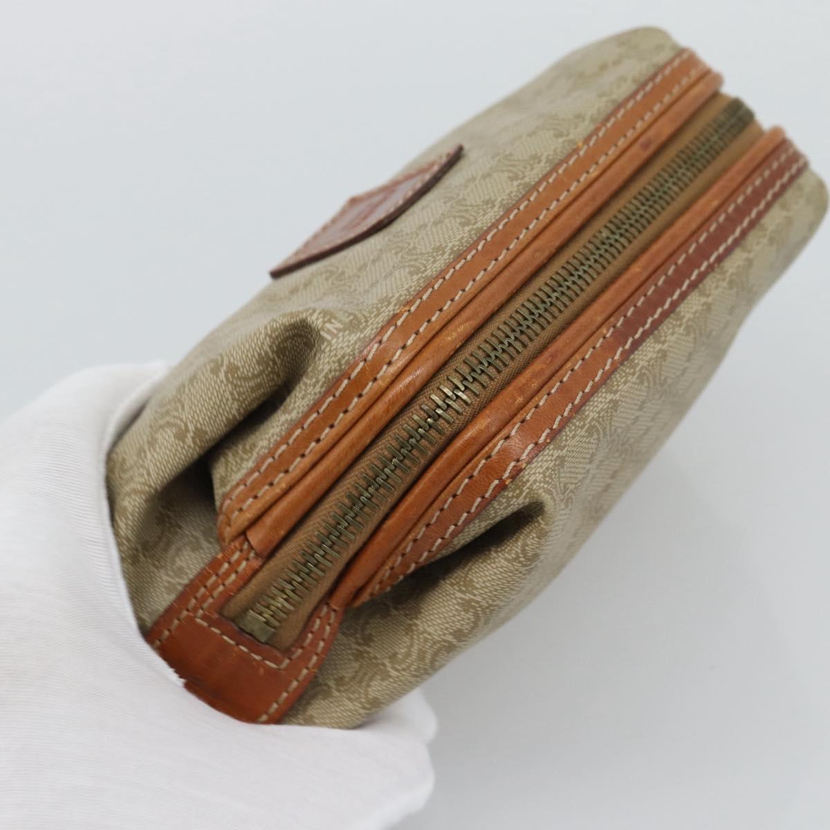 CELINE Macadam Canvas Pouch PVC Beige Gold Auth ki6758