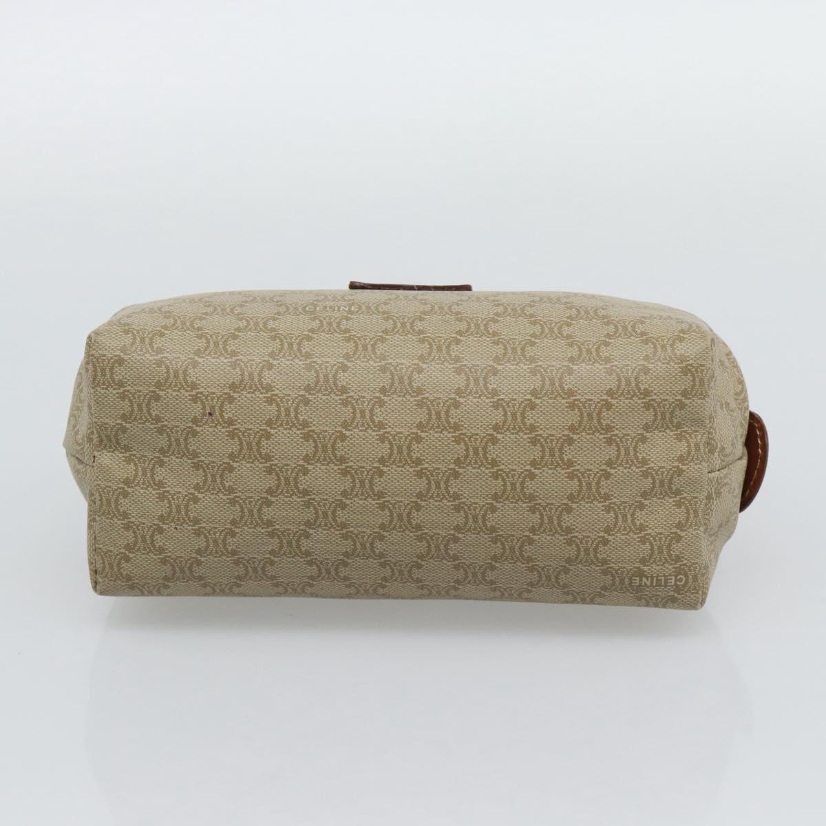 CELINE Macadam Canvas Pouch PVC Beige Gold Auth ki6758
