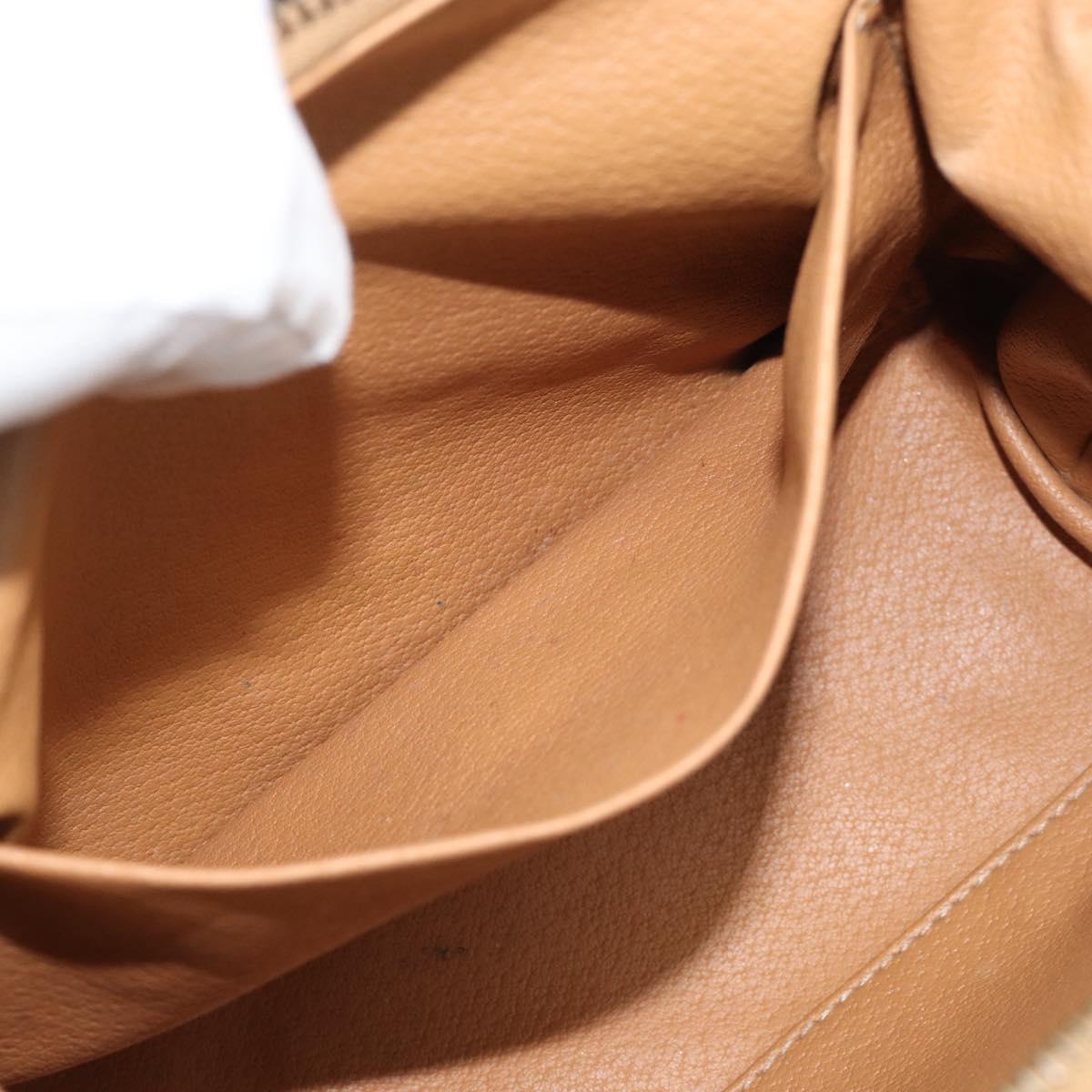 CELINE Macadam Canvas Pouch PVC Leather Brown Gold Auth ki6759