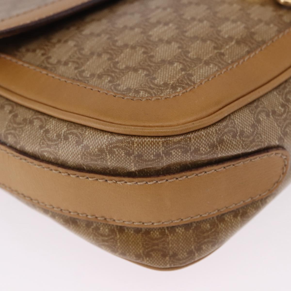 CELINE Macadam Canvas Shoulder Bag PVC Beige Gold Auth ki6762