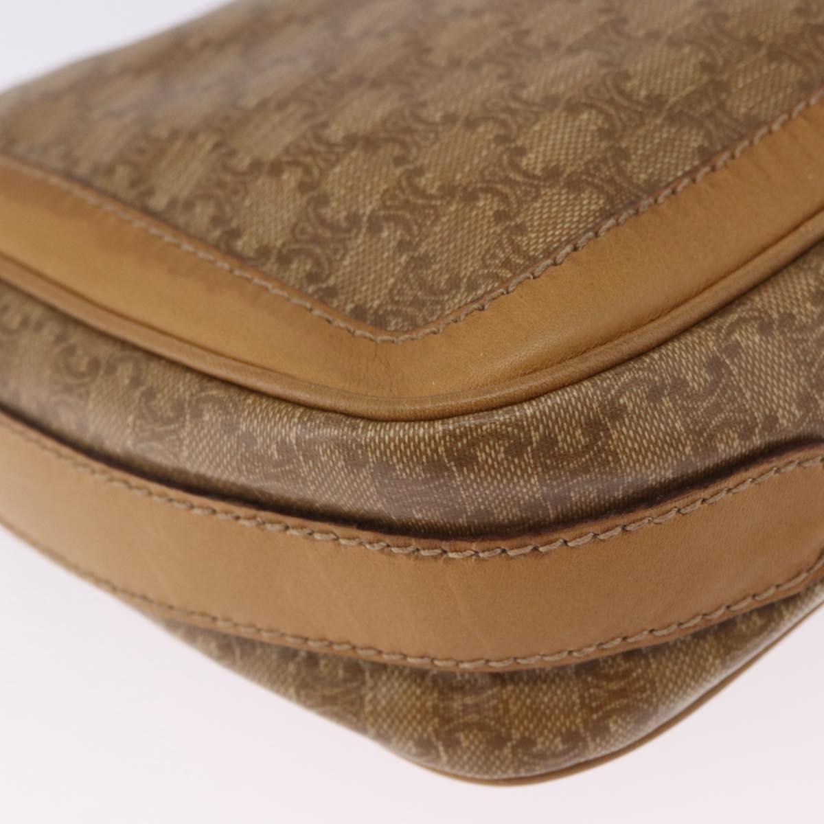 CELINE Macadam Canvas Shoulder Bag PVC Beige Gold Auth ki6762