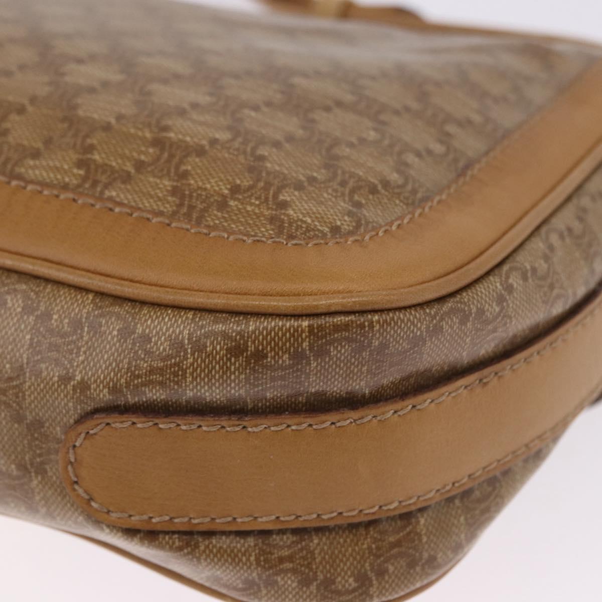 CELINE Macadam Canvas Shoulder Bag PVC Beige Gold Auth ki6762