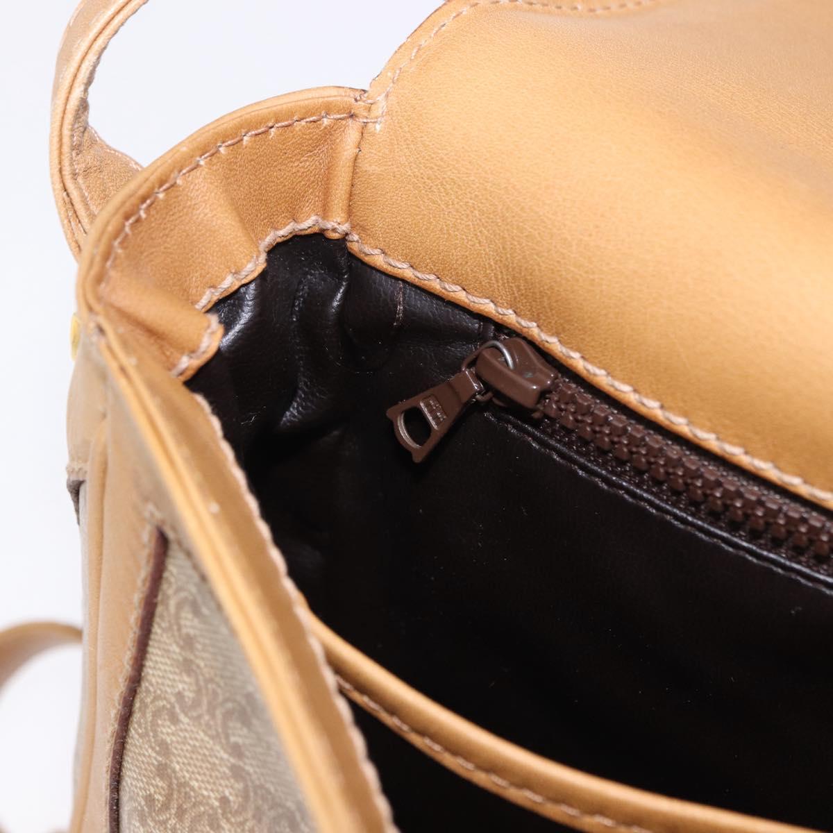 CELINE Macadam Canvas Shoulder Bag PVC Beige Gold Auth ki6762