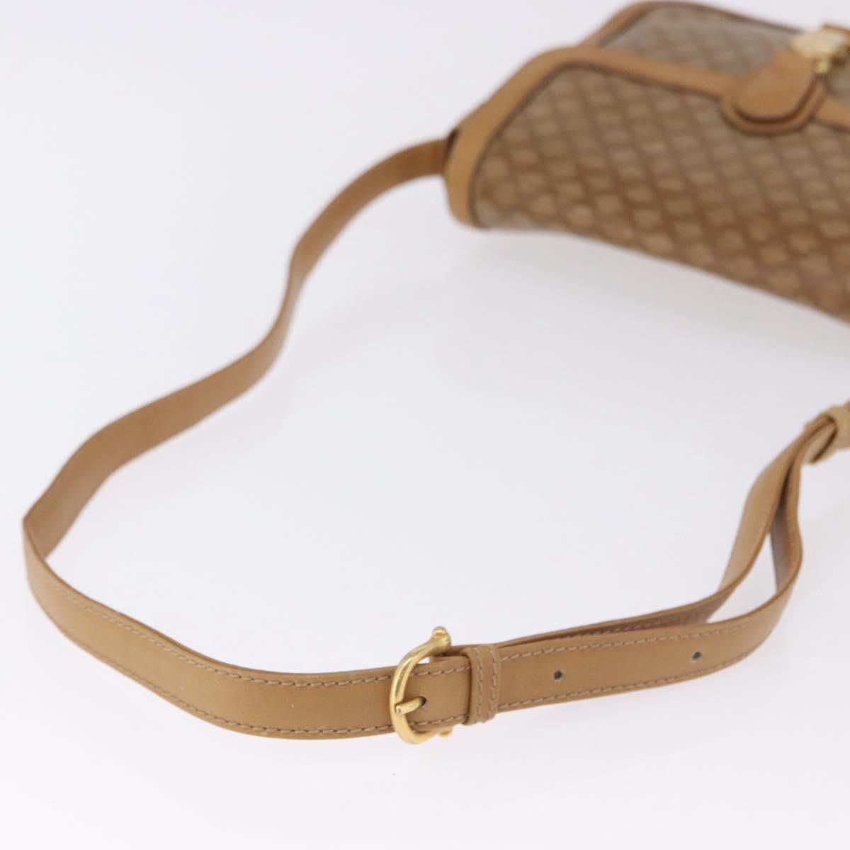 CELINE Macadam Canvas Shoulder Bag PVC Beige Gold Auth ki6762