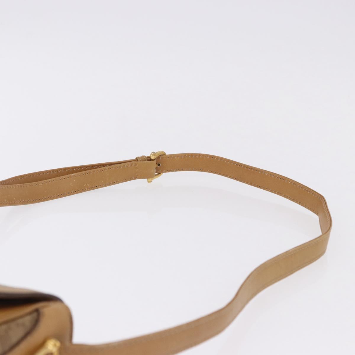 CELINE Macadam Canvas Shoulder Bag PVC Beige Gold Auth ki6762