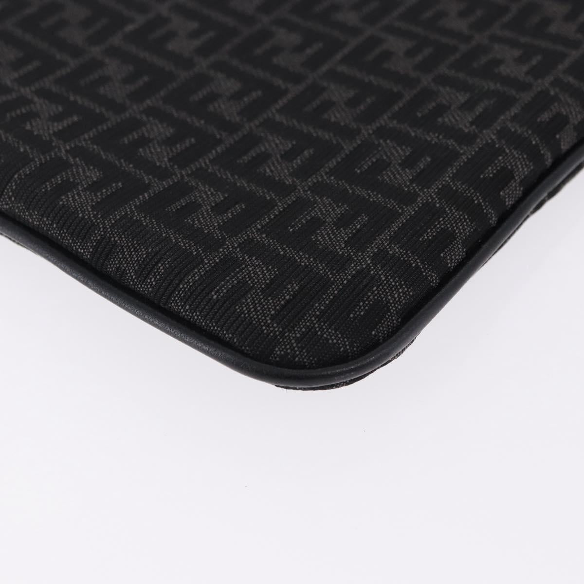 FENDI Zucchino Canvas Clutch Bag Black Auth ki6765V