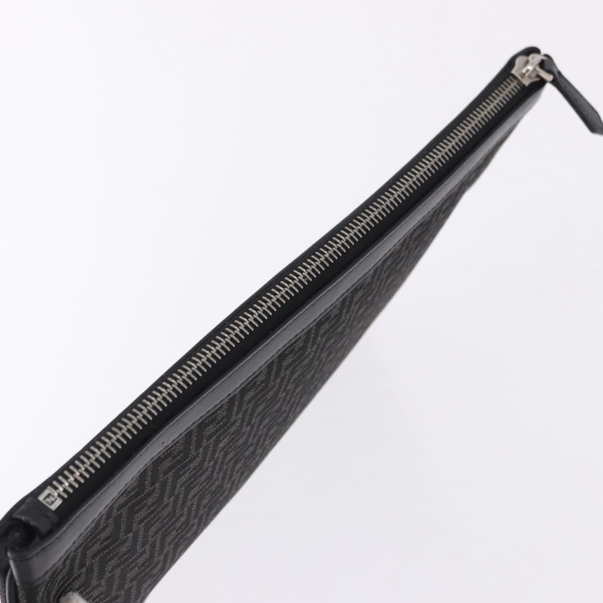 FENDI Zucchino Canvas Clutch Bag Black Auth ki6765V