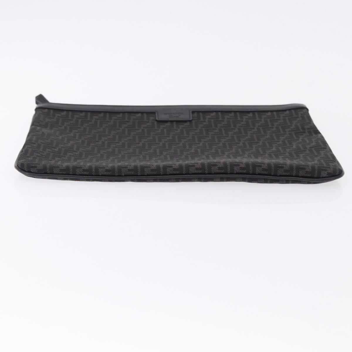 FENDI Zucchino Canvas Clutch Bag Black Auth ki6765V