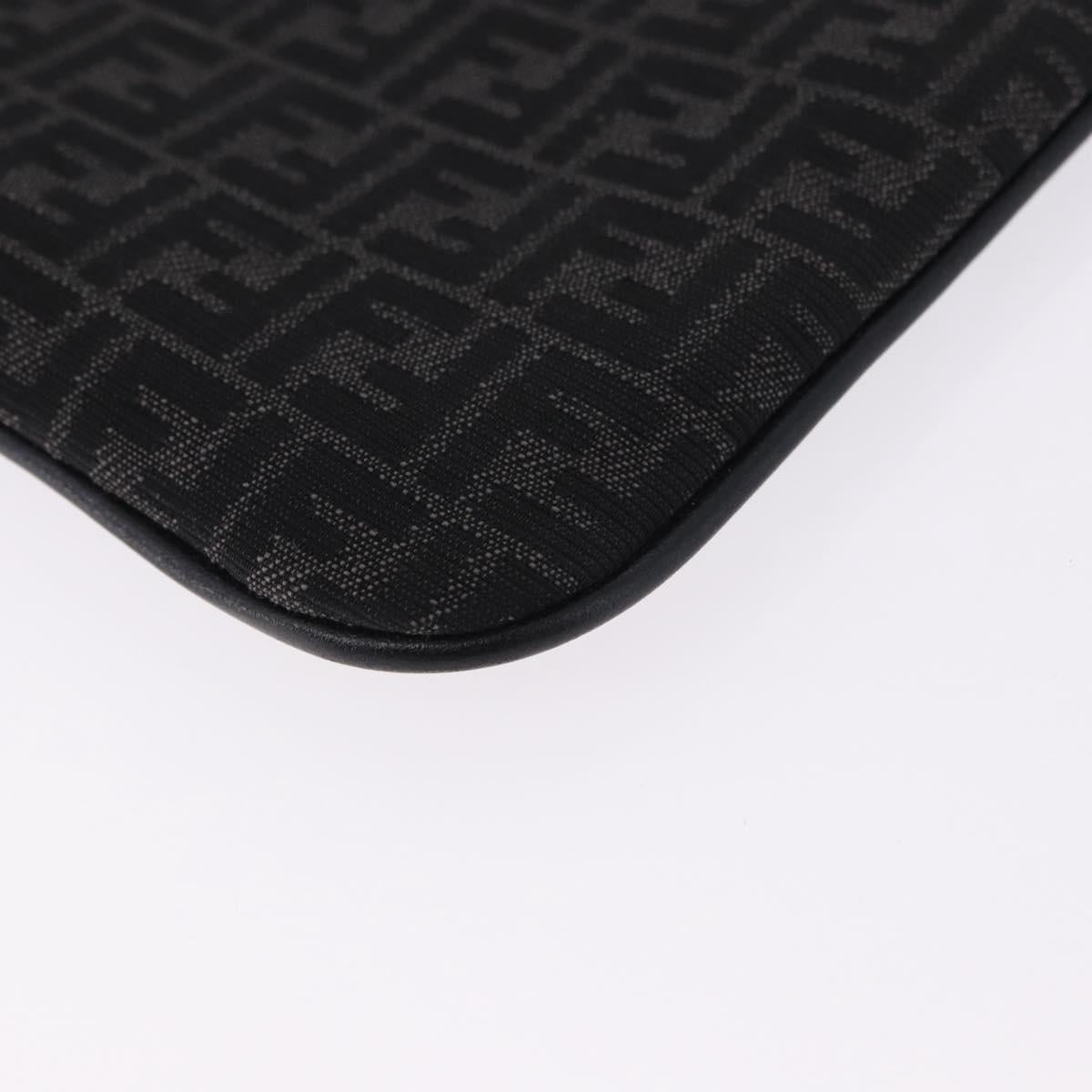 FENDI Zucchino Canvas Clutch Bag Black Auth ki6765V