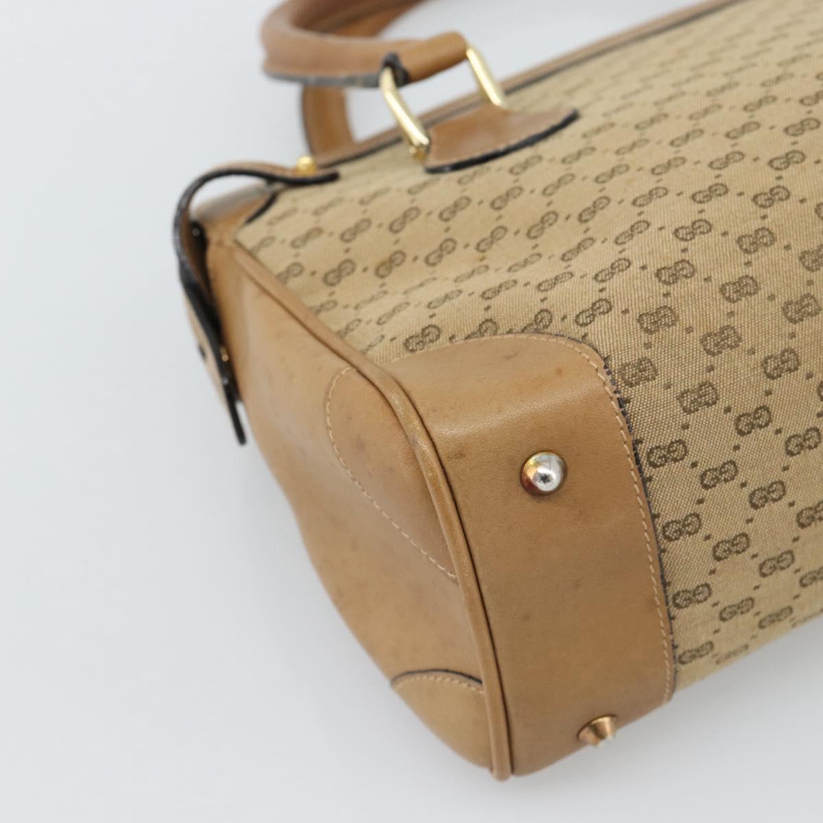 GUCCI Micro GG Canvas Hand Bag Beige Gold Auth ki6766