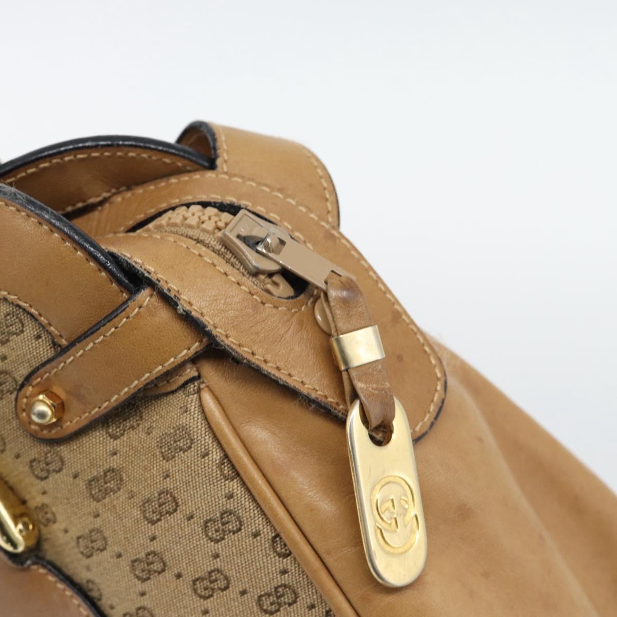 GUCCI Micro GG Canvas Hand Bag Beige Gold Auth ki6766