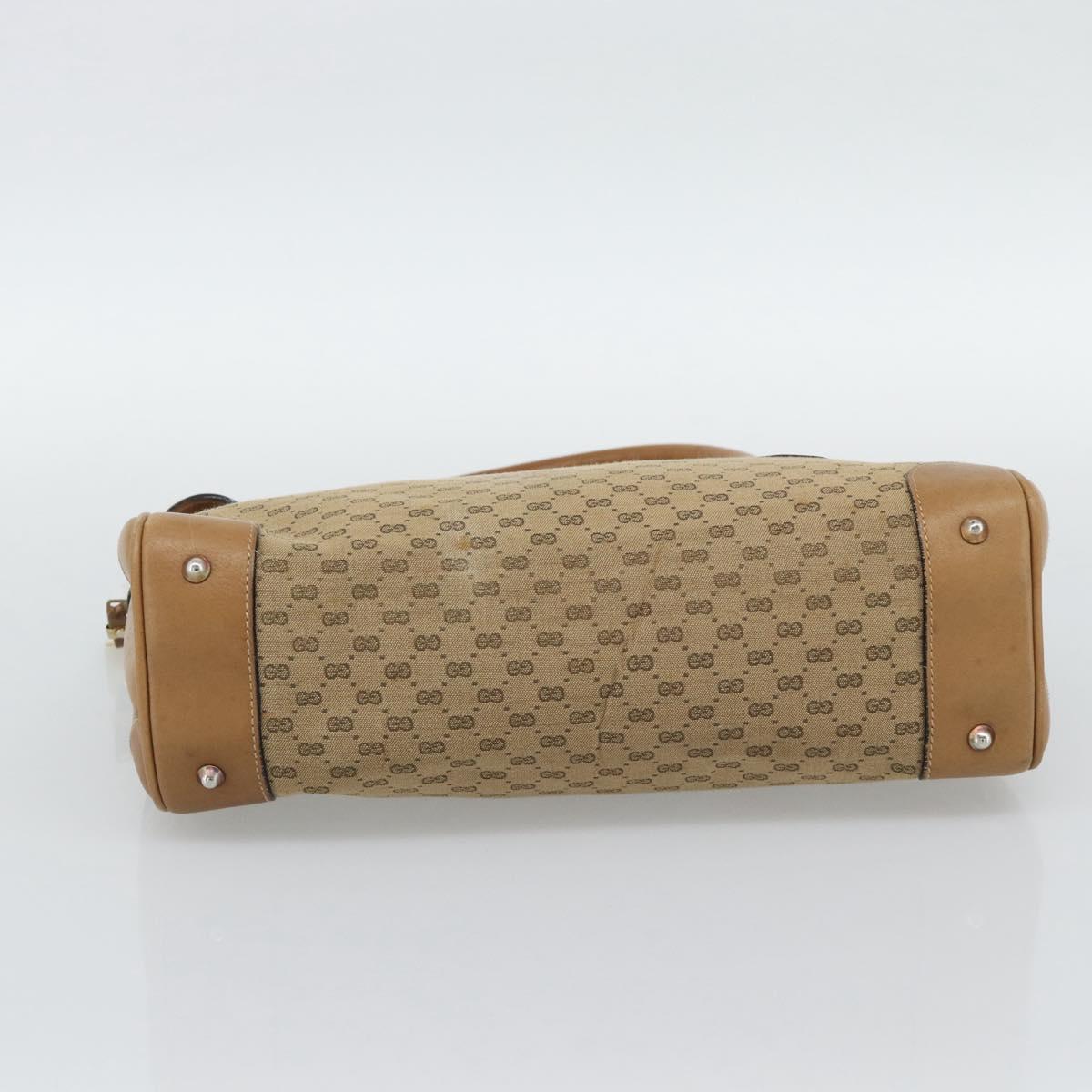 GUCCI Micro GG Canvas Hand Bag Beige Gold Auth ki6766