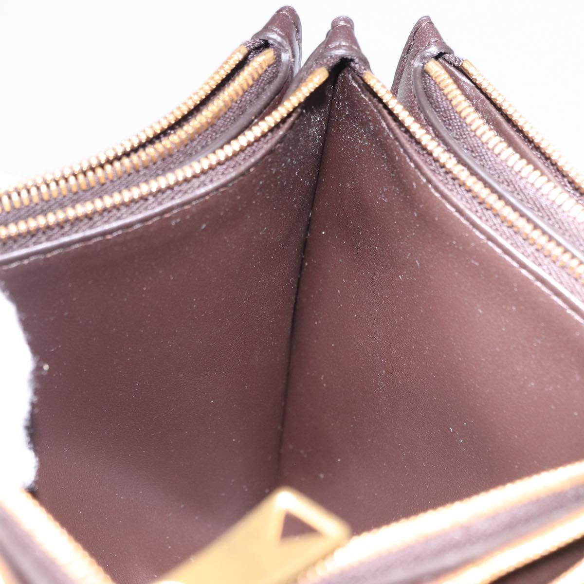 BOTTEGA VENETA MAXI INTRECCIATO Clutch Bag Leather Dark Brown Gold Auth ki6767M