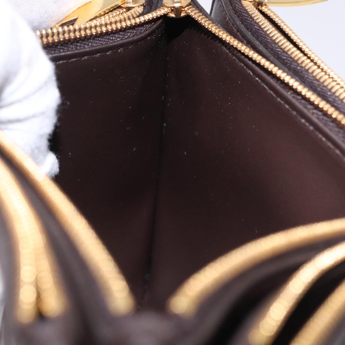 BOTTEGA VENETA MAXI INTRECCIATO Clutch Bag Leather Dark Brown Gold Auth ki6767M