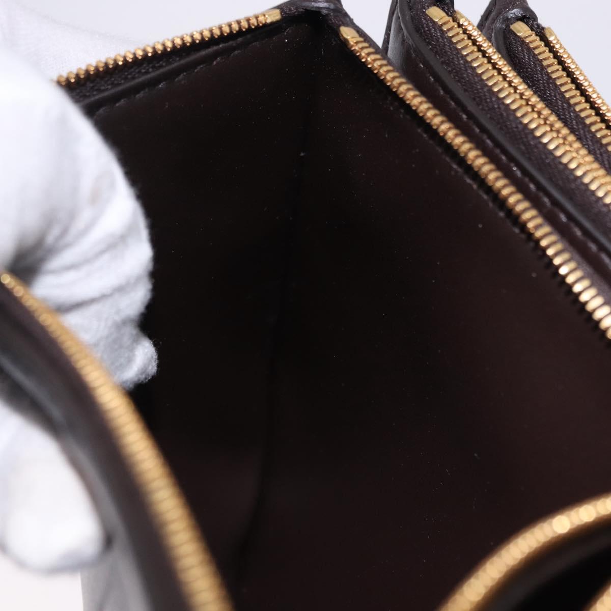 BOTTEGA VENETA MAXI INTRECCIATO Clutch Bag Leather Dark Brown Gold Auth ki6767M