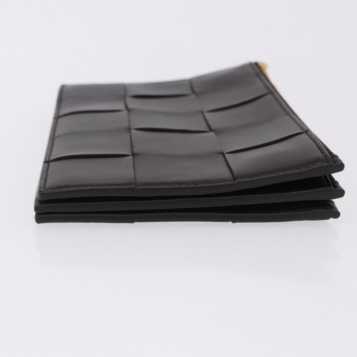 BOTTEGA VENETA MAXI INTRECCIATO Clutch Bag Leather Dark Brown Gold Auth ki6767M