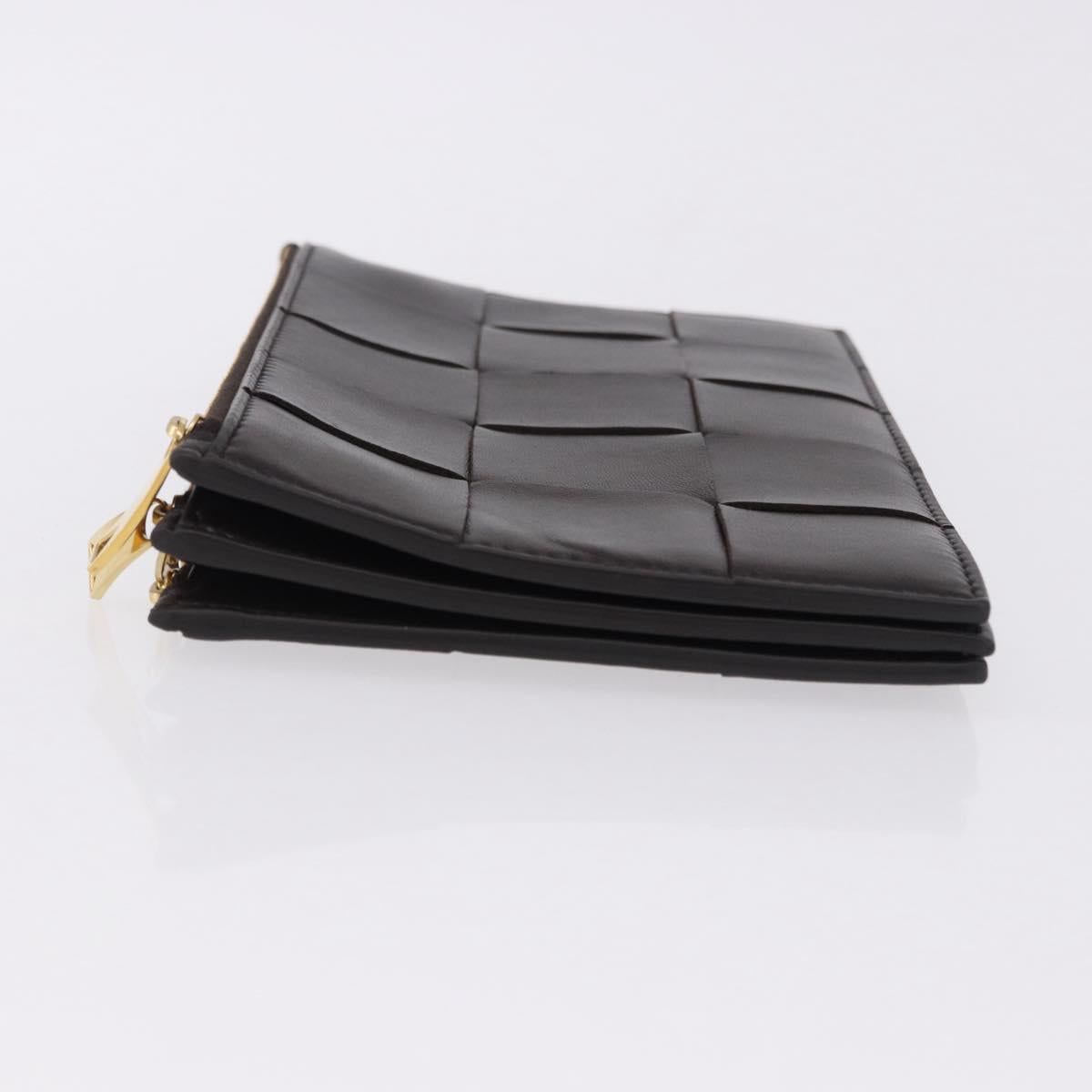 BOTTEGA VENETA MAXI INTRECCIATO Clutch Bag Leather Dark Brown Gold Auth ki6767M