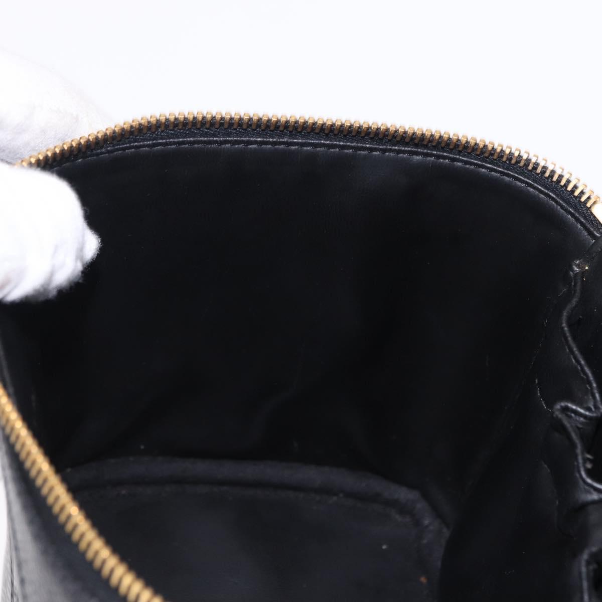 CHANEL COCO Mark Vanity Hand Bag Caviar Skin Black Gold CC Auth ki6768SAV